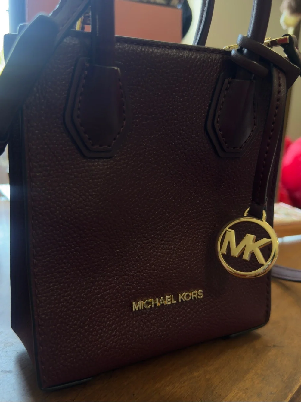 Michael Kors Mini Bag in Deep Burgundy with Gold Hardware